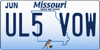 MO license plate UL5V0W