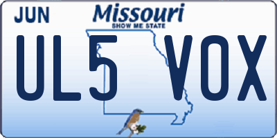 MO license plate UL5V0X