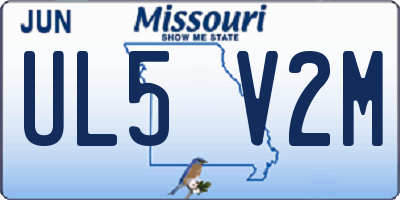 MO license plate UL5V2M