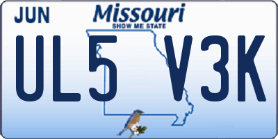 MO license plate UL5V3K