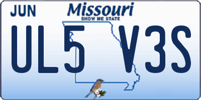 MO license plate UL5V3S