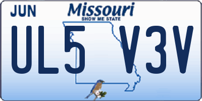 MO license plate UL5V3V