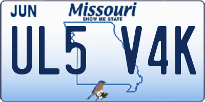MO license plate UL5V4K