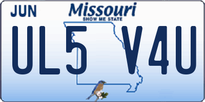 MO license plate UL5V4U