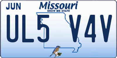 MO license plate UL5V4V