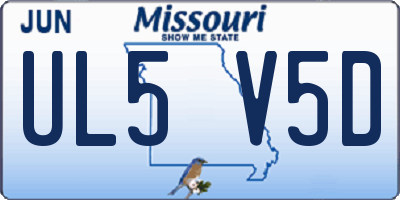 MO license plate UL5V5D