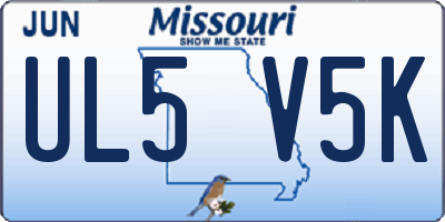 MO license plate UL5V5K