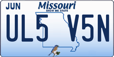 MO license plate UL5V5N