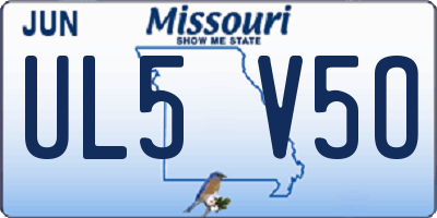 MO license plate UL5V5O