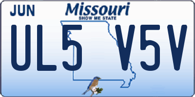MO license plate UL5V5V