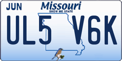 MO license plate UL5V6K