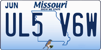 MO license plate UL5V6W