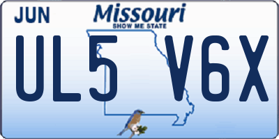 MO license plate UL5V6X