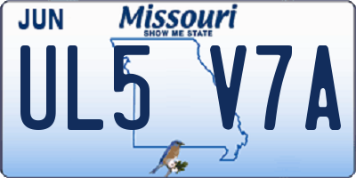MO license plate UL5V7A