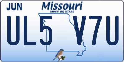 MO license plate UL5V7U