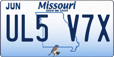 MO license plate UL5V7X