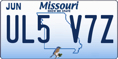 MO license plate UL5V7Z