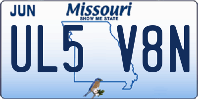 MO license plate UL5V8N