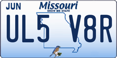 MO license plate UL5V8R