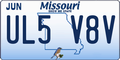 MO license plate UL5V8V