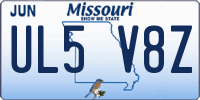 MO license plate UL5V8Z