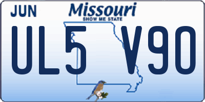 MO license plate UL5V9O