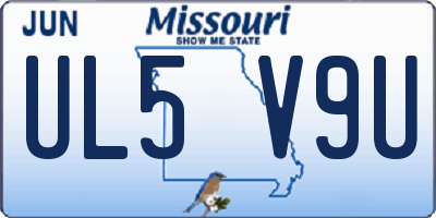 MO license plate UL5V9U