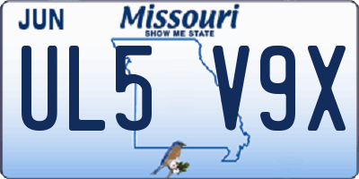 MO license plate UL5V9X