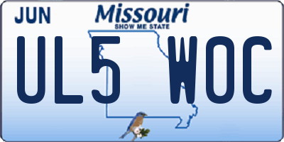 MO license plate UL5W0C