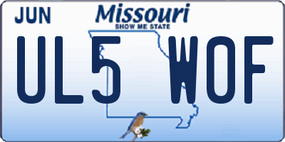 MO license plate UL5W0F
