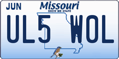 MO license plate UL5W0L