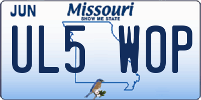 MO license plate UL5W0P