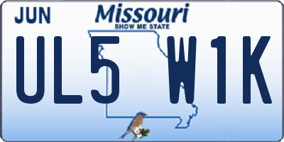 MO license plate UL5W1K