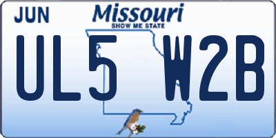 MO license plate UL5W2B