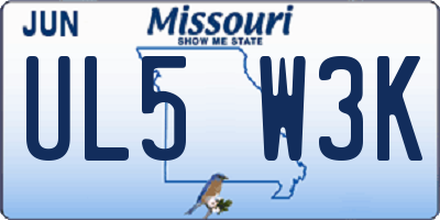 MO license plate UL5W3K