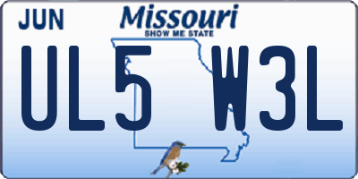 MO license plate UL5W3L