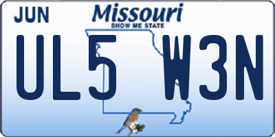 MO license plate UL5W3N