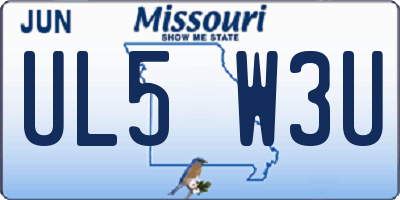 MO license plate UL5W3U
