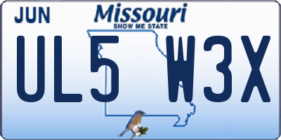 MO license plate UL5W3X