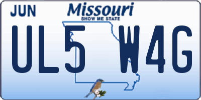 MO license plate UL5W4G
