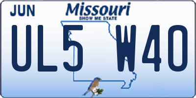 MO license plate UL5W4O