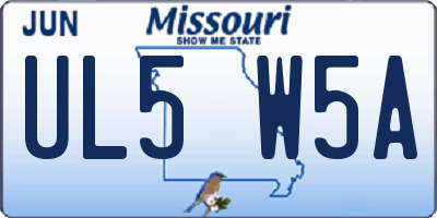 MO license plate UL5W5A