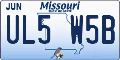 MO license plate UL5W5B