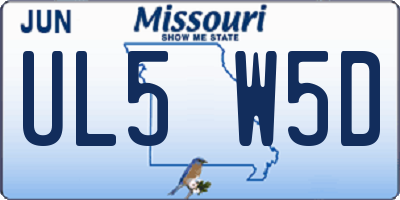 MO license plate UL5W5D