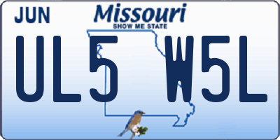 MO license plate UL5W5L
