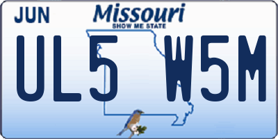 MO license plate UL5W5M