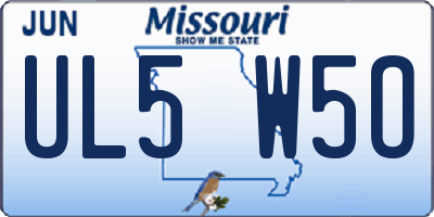 MO license plate UL5W5O