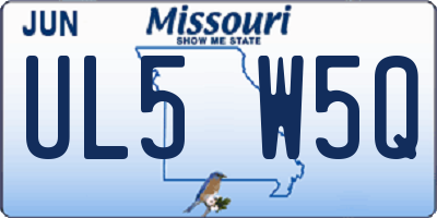 MO license plate UL5W5Q