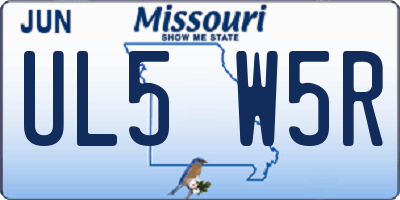 MO license plate UL5W5R
