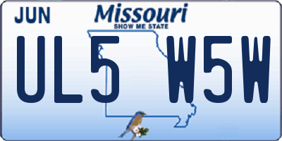 MO license plate UL5W5W
